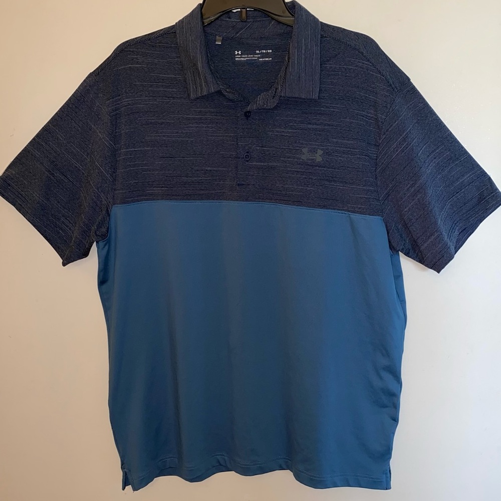 Under Armour Mens Heat Gear Loose Blue Golf Polo Short Sleeve Shirt (Size: XL)